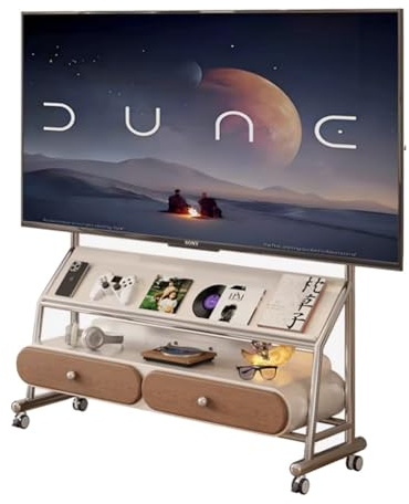 Mobile TV Floor Stand, TV Cabinet With Two Drawers And A Slanted Magazine Rack, Heavy Duty TV Cart, for 50 To 100 Inch LCD LED OLED Flat Panel Screens