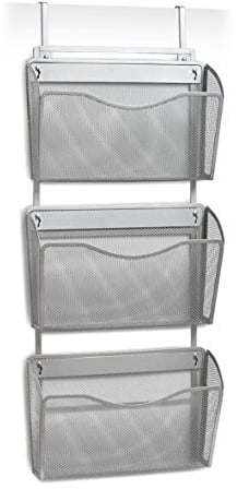 Zeller Wand/Tür-Magazinhalter, Mesh, Metall, grau, 35.5x9x85.5 cm, 17755
