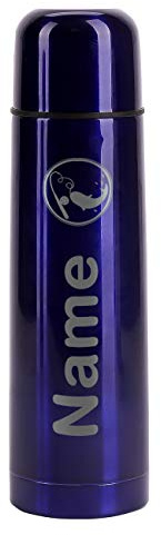 Herz & Heim® Isolierflasche 500 ml Gravur mit Namen für Angler/Anglergeschenk Blau
