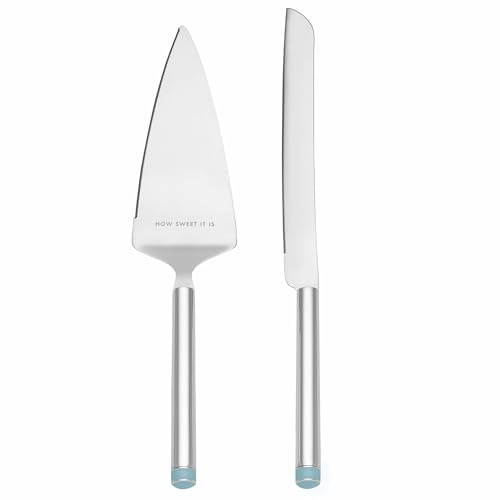 Kate Spade New York Take the Cake Knife and Server 2-Piece Dessert Serving Set, Silver-plate and Turquoise