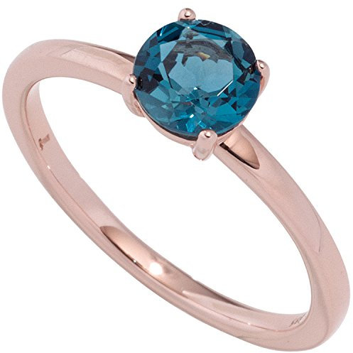 Jobo Damen-Ring aus 14 Karat 585 Rosegold mit Blautopas Größe 60