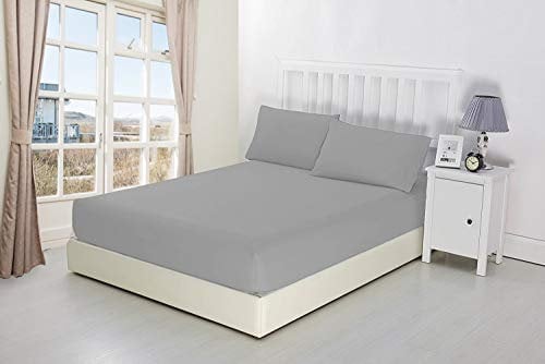 Niys Luxury Bedding Spannbettlaken, extra tief, 40 cm tief, Perkal Super King silber