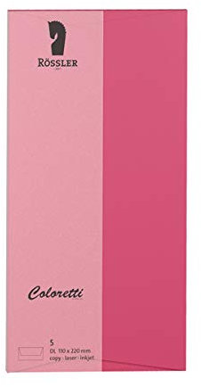Rössler 220702554 - Coloretti Briefumschläge, 80 g/m², DIN lang, pink, 5 Stück