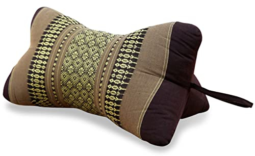 livasia Nackenstützkissen Knochenkissen - Ø 15x32cm - Nackenkissen Knochenform, Sofakissen, Lesekissen mit Kapok, Kissen für Garten und Balkon, Reisekissen handgefertigt (Braun)