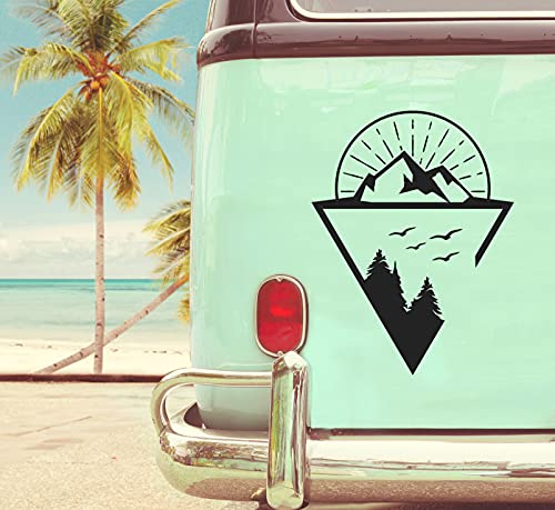 Berge Geometrisch Aufkleber Sticker Decal Vinyl für Camper, Wohnmobil, Wohnwagen, Auto, Motorrad, Koffer, Fahrrad, Notebook und mehr