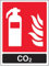 vsafety 11030 an-r Feuerlöscher Schild, CO2 ID, starrer Kunststoff, Hochformat, 150 mm x 200 mm x 200 mm, schwarz/rot