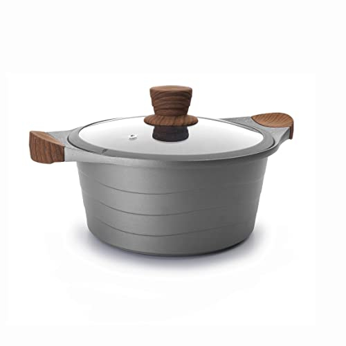 Lacor Stilo 27328 Casseruola con Coperchio in Vetro, Alluminio, Grigio, 28 cm, Metallo, 28 cm