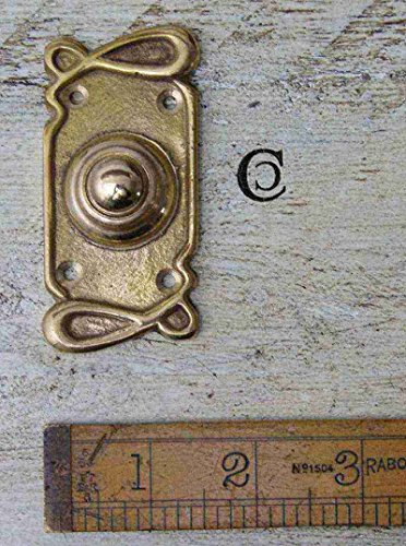Solid Brass Door Bell Push Press Art Nouveau - 80 x 35mm