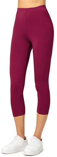 Merry Style Damen Leggings 3/4 Capri Leggings aus Viskose MS10-144 (Weinrot, L)