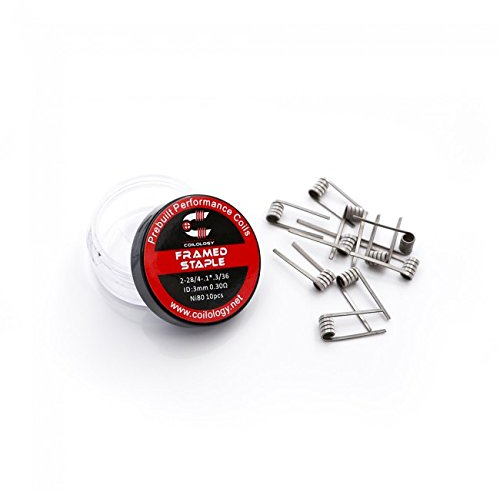 10x COILOLOGY Ni80 - Coils Draht Wicklung Selbstwickler Verdampfer Atomizer RDA, RBA, RTA, RDTA, Nichrome (Framed Staple - 0.30 Ohm)