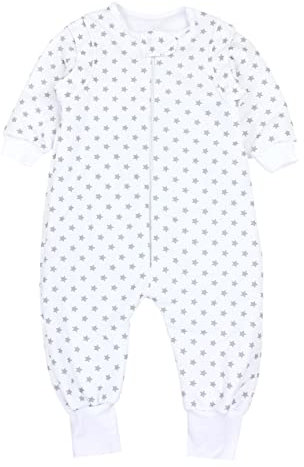 TupTam Baby Schlafsack mit Füßen und Ärmeln – Ganzjahres Schlafsack Baby 2.5 TOG, OEKO-TEX zertifiziert, Farbe: Sternchen Weiß/Grau, Größe: 80-86