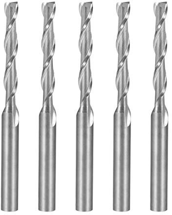 sourcingmap 5PCS 1/8 Shank 2.5mm x 17mm Carbide End Mill CNC Router Bits 2 Flute Milling Bit for Acrylic PVC MDF Wood