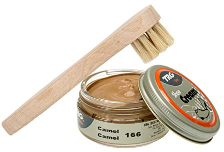 Schuhbedarf TRG Schuhcreme mit Auftragsbürste Schuhpflege Schuhputzset (camel 166)