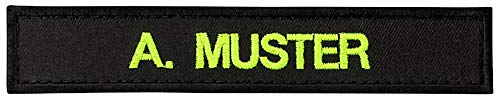 PACOTEX Namensschild bestickt mit eigenem Namen personalisiert Stickschild in vielen Größen und Farben mit Klett (125x25mm, schwarz)