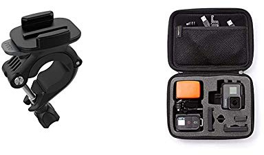 GoPro AGTSM-001 Fixation pour Guidon/Tige de Selle/Tube Noir & Amazon Basics Étui de transport pour GoPro Taille S