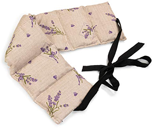 Coussin aux graines de colza compartimeté en 7 avec sangles, 65x15 Champêtre romantique - Bouillotte sèche - utilisable à chaud au four et micro-ondes