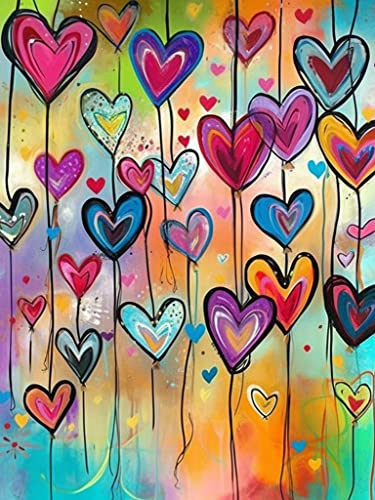 VAIIEYO DIY 5D Diamond Painting Herz, Diamant Painting Bilder Malerei Kits Ölgemälde, Malen Nach Zahlen Diamant Home Wand Decor Gemälde Kreuzstich Diamond Dekoration 30x40 cm