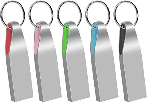 USB Stick 16GB 5 Stück Metall Speicherstick USB 2.0 Memory Sticks Wasserdicht USB-Flash-Laufwerk mit Schlüsselring Mehrfarbig