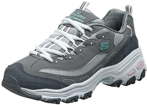 Skechers Damen D'lites Sneaker, Grey Light Pink, 39 EU
