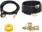 Verbessertes Propan-Messing-T-Adapter-Set, 4-Port-Propan-Messing-T-Stück 1,5 m und 3,6 m Schläuche ermöglicht die Verbindung zwischen Hilfspropanzylinder und Propangasgeräten für Wohnmobile, Tank,