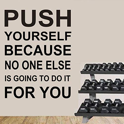 Gym Wandtattoo Push Yourself Motivation Fitness Zitat Vinyl Aufkleber Dekoration Abnehmbare Wandkunst Wandbild Gym Home Schlafzimmer 76X57Cm