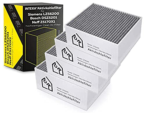 INTEXIA® Filtro in carbonio attivo per Siemens/Bosch/Neff di alta qualità Clean Air Filter – LZ56200 / DSZ5201 / Z5170X1 (confezione da 4)