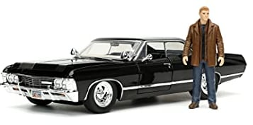 Jada Toys Supernatural Dean Winchester, 1967 Chevy Impala Sport Sedan, Modellauto, Türen + Kofferraum + Moterhaube zum Öffnen, Maßstab 1:24, schwarz