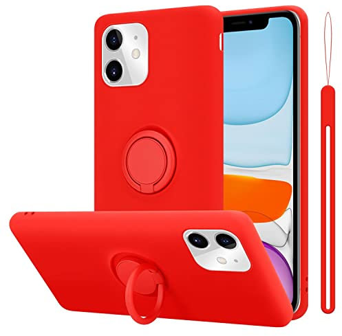 Cadorabo Custodia Compatibile con Apple iPhone 11 in Liquid Rosso - Custodia per Cellulare in Silicone TPU Flessibile con Anello - Paraurti per Cover Posteriore Ultra Sottile