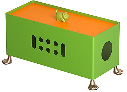 Cable Management Box Cable Tidy Box Cable Storage Box Wire Box Grass Green/Orange Cover Line Device Tang Line Box Wire Power Storage Box Desktop Book Storage Rack