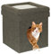Relaxdays Katzenhöhle Indoor, Rückzugsort für Katzen & kleine Hunde, Tierversteck 2 Etagen, HxBxT: 44 x 38 x 38 cm, grau
