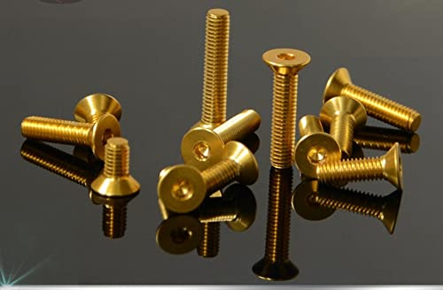 GatherTOOL 20pcs / Lot. M2 m2.5 m3 m4 m5 Senkkopf-Flachkopf-Sechskant-Sechskant-Buchse-Schrauben Legierungsstahl-Titan-Plattieren Gold Schraubenlänge 4-35mm (Size : M4x14mm(FT))