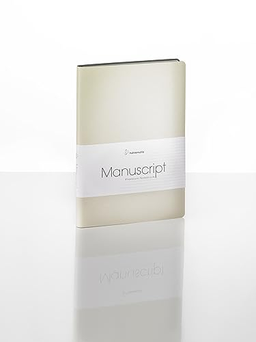 Hahnemühle Manuscript Notizbuch beige | DIN A5 | 96 Blatt/192 Seiten | Nachhaltiges Notizbuch aus recyceltem Leder mit Wasserzeichen-Papier
