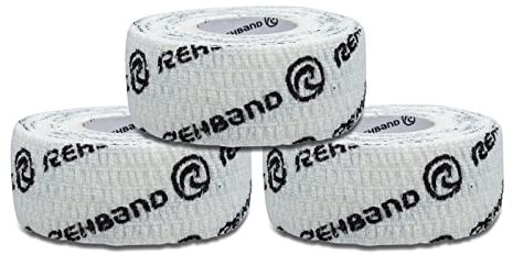 Rehband rutschfestes Hook Grip Tape 4,5 m, Daumentape für Crossfit, Powerlifting & Gewichtheben,100% Baumwolle, Farbe:Weiss - 25 mm, Größe:18 Rollen