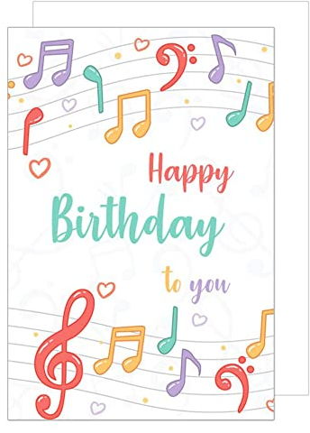 Edition Seidel Premium Geburtstagskarte mit Umschlag. Glückwunschkarte Grusskarte Billet Geburtstag Happy Birthday Mann Frau Noten Musik (G2873 SW022)
