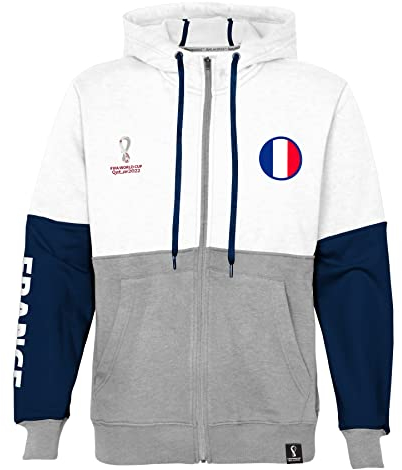 FIFA Sweat à Capuche Officiel de la Coupe du Monde 2022 Shirt, Blanc/Gris/Bleu Marine, S Homme