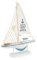 com-four® Maritimes Deko Segelschiff mit Muscheln - Boot aus Holz mit Leinen-Segel - nautische Deko fürs Badezimmer - Maritime Raumdekoration [Auswahl variiert] (01 Stück - Segelboot 35cm)