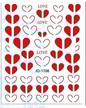 DIY Manicure Love Heart Flowers Nail Art Nail Stickers Pink Bow-knot Nail Decals Strawberry(1)