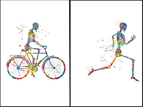 HMXQLW Skelettknochen Medizinische Wand Bilder Menschliche Anatomie Bewegliches Skelett Fitness Bilder Deko, Leinwand Bilder und Drucke Wandkunst Malerei Schlafzimmer Rahmenlos (2X50X70CM)