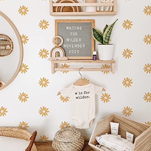Funlife Wandtattoo Kinderzimmer Deko, Gänseblümchen Home Decor Wandsticker 72 Stück, Wasserfest Floral Home Decor Botanisch Sticker, Gelbe Gänseblümchen