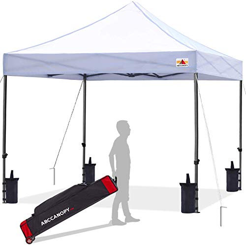 ABCCANOPY 3x3M Heavy Duty Pop Up Gazebo With Upgraded Roller Bag, 4 Weight Bags, Stakes and Ropes (White)
