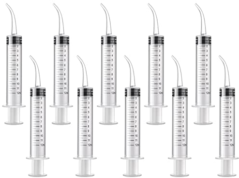Molain Oral Zahnspritze Messung 10 Stück 12ml Ohrreinigungslösung Leere Flaschen Adapter Extraktionshaken Spritzen Entfernungsröhrchen mit gebogener Spitze Bewässerung Tropfer Picks Zahnpflege