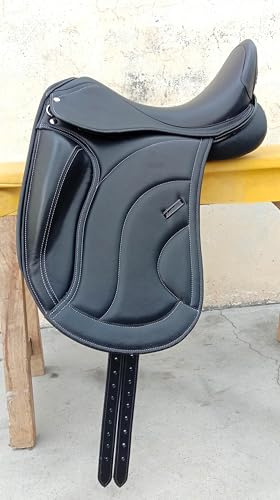 WILD RACE Leather Dressage Monoflap Changeable Gullets Medium Saddle (17)