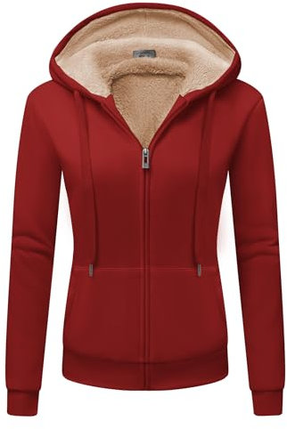 GEEK LIGHTING Felpa Donna con Cappuccio Foderata in Pile Calda Giacca Invernale con Zip Felpa Pile Donna Teddy Hoodie con Cerniera Sweatshirt Inverno Autunno S-2XL