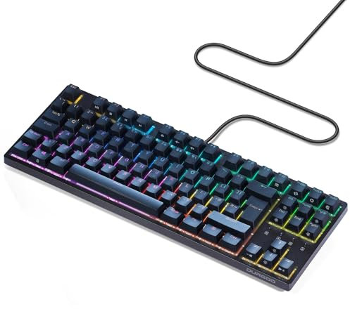 DURGOD Taurus K320 RGB TKL Mechanical Keyboard | 88 Keys Tenkeyless | USB C Wired | Doubleshot PBT Keycaps | Windows & Mac | ISO UK Layout (Nebula RGB, Cherry Silent Red)