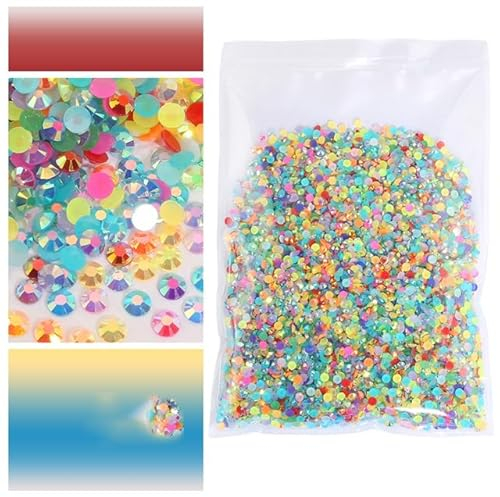 Venta al por mayor Diamantes de imitación de resina para decoraciones de ropa Gemas de uñas de cristal sin fijación por calor Pegamento plano en accesorios de diamantes de imitación-Jelly AB, 4 mm -