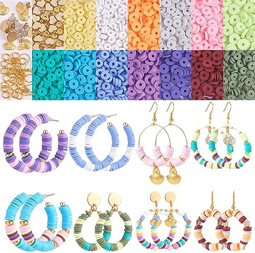 WEWAYSMILE DIY Set Mit 16 Paar Tonperlen Zum Herstellen Von Ohrringen Aus Polymer