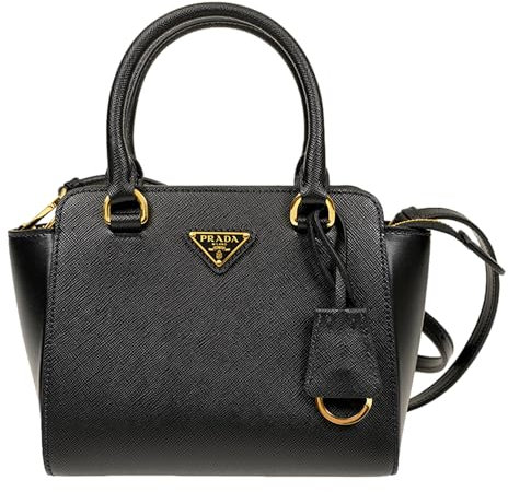 Prada Damen Schwarz Saffiano Leder Schultertasche 1BA409