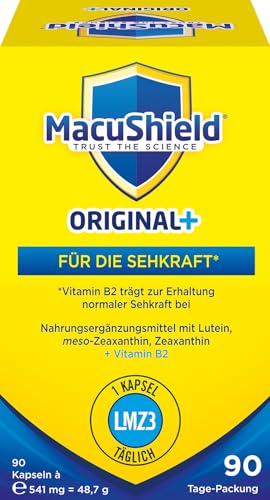 MacuShield® Original+ unterstützt den Erhalt der normalen Sehkraft mit Lutein, Zeaxanthin und meso-Zeaxanthin + Vitamin B2.* 90 Tage-Packung