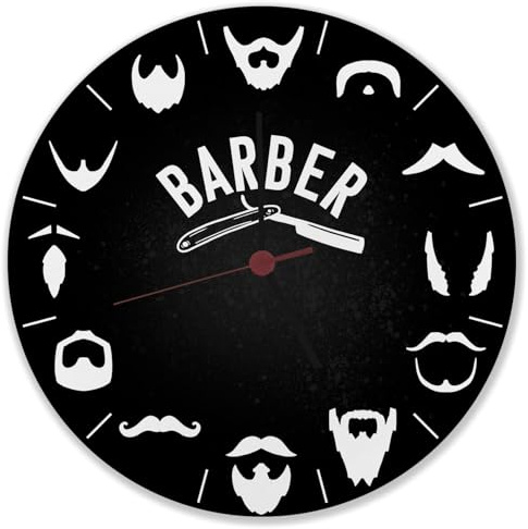 speecheese Barber Wanduhr mit unterschiedlichen Barttypen Witzige Uhr für Männer mit Bart oder als stilvolle Deko in deinem eigenen Barbershop
