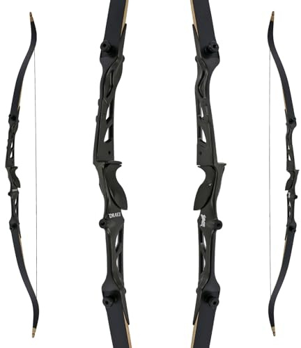 Drake Chroma - 68 Zoll - 20, 28, 34 lbs - Recurvebogen - ohne Zubehör, Anfängerbogen, Tunierbogen, Bogenschießen (34 lbs, Schwarz)